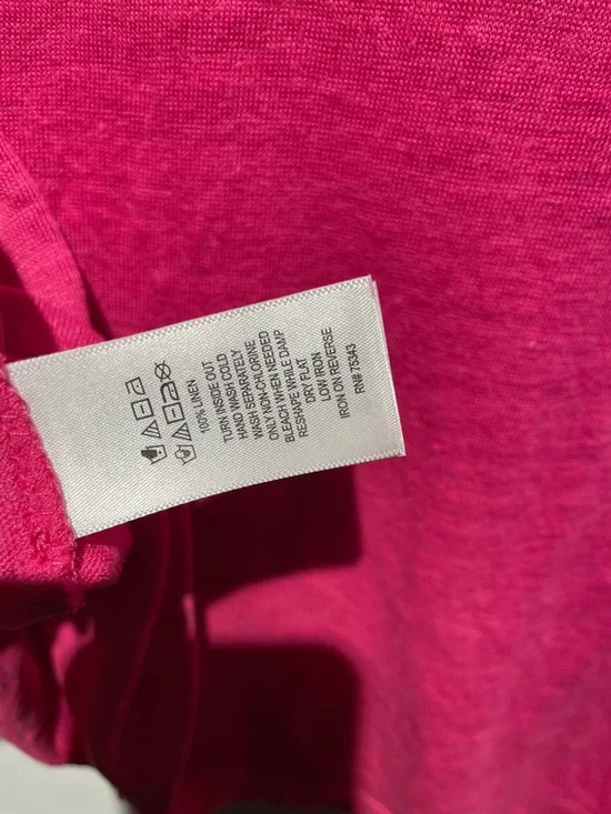 Rachel Zoe Woman’s Bright Pink Short Sleeve 100% Linen Top - Picture 5 of 5